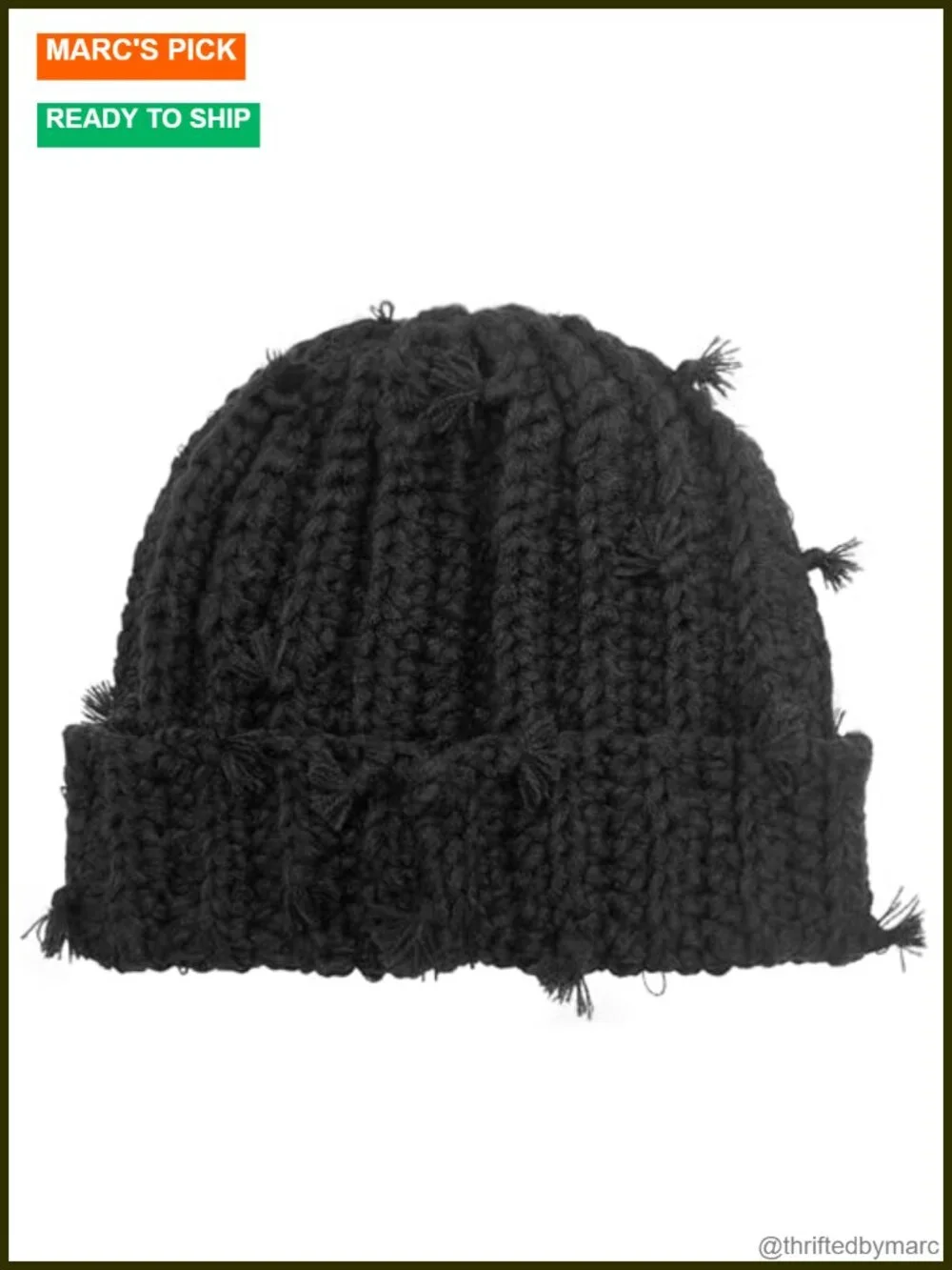 Chunky Crochet Beanie Cuffed Winter Hat with Boho Tassel Knot